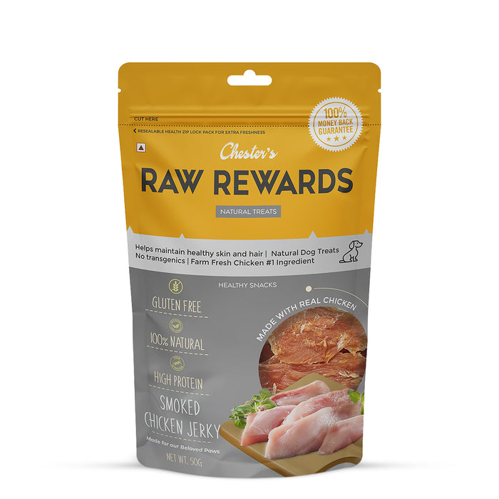 Chesters Raw Rewards Smoked Chicken Jerky Dog Treat - 50 gm - Pack of 3