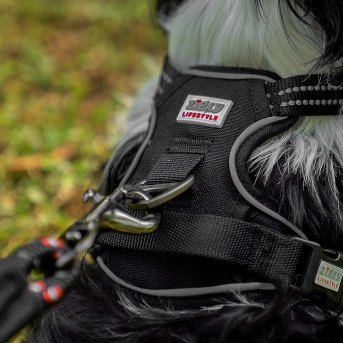 ZL Shadow Guard Adjustable Padded Dog Harness Black