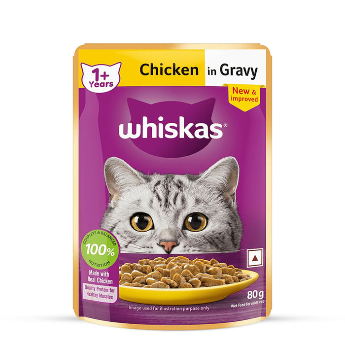 Whiskas Adult (+1 year) Wet Cat Food, Chicken in Gravy