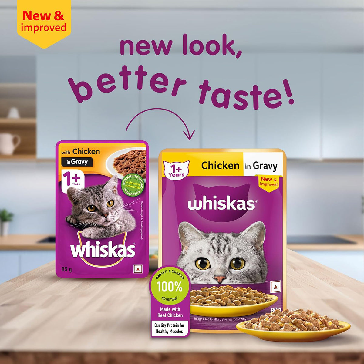 Whiskas Adult (+1 year) Wet Cat Food, Chicken in Gravy