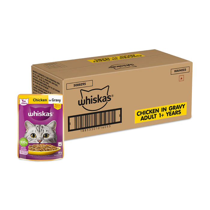 Whiskas Adult (+1 year) Wet Cat Food, Chicken in Gravy