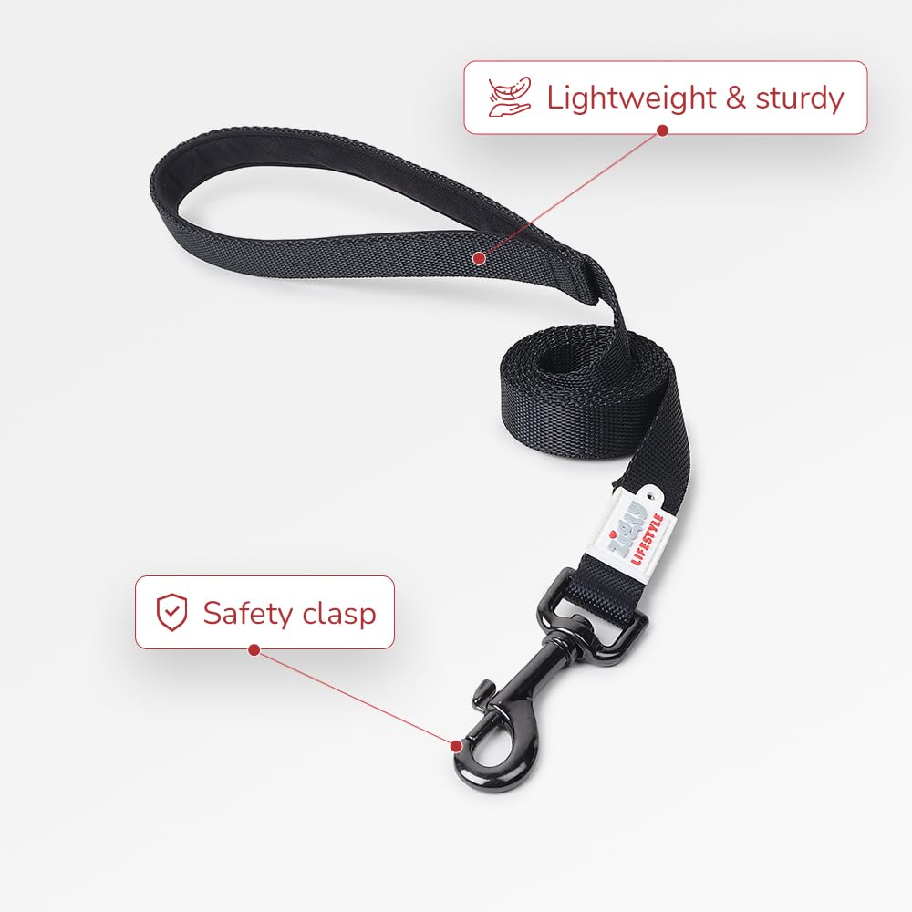 ZL Classic Padded Dog Collar & Leash Set - Black