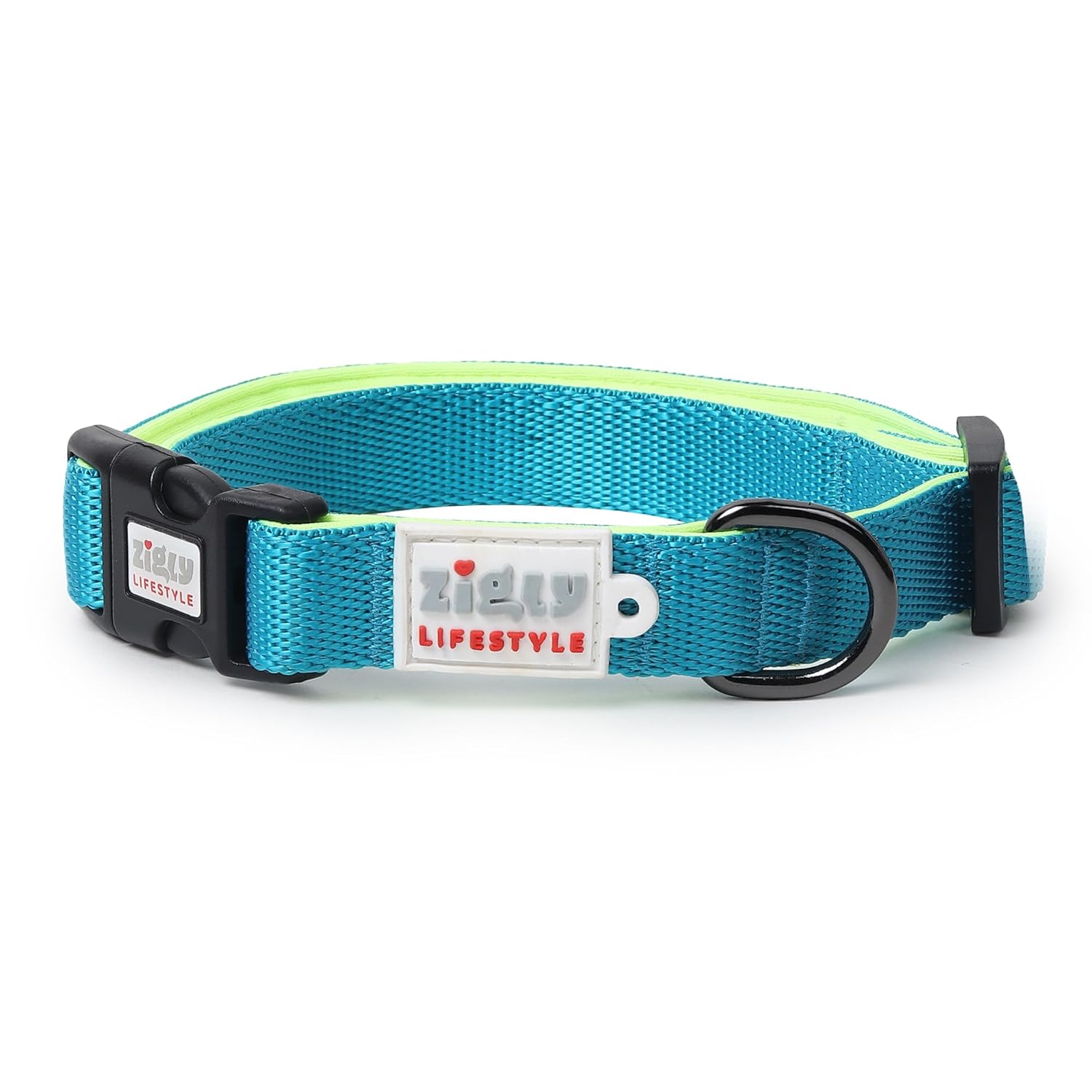 ZL Classic Padded Dog Collar & Leash Set - Neon Green