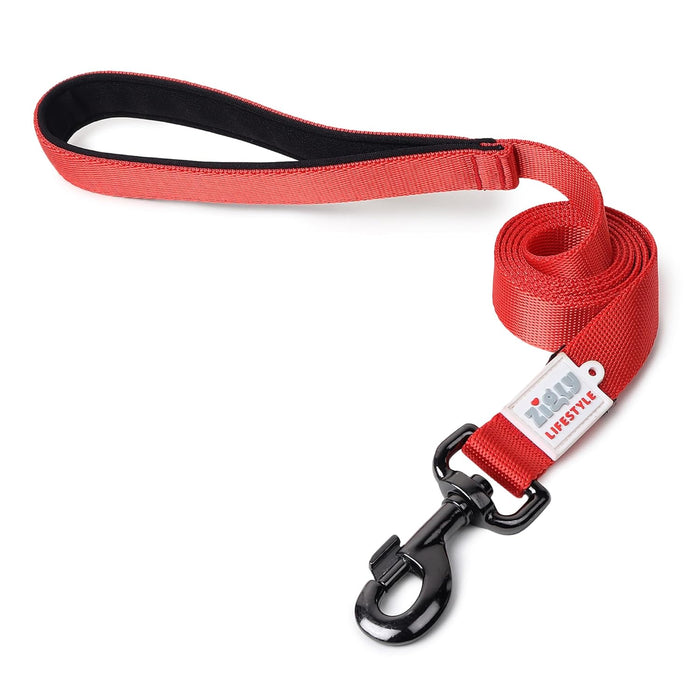 ZL Classic Padded Dog Collar & Leash Set - Red