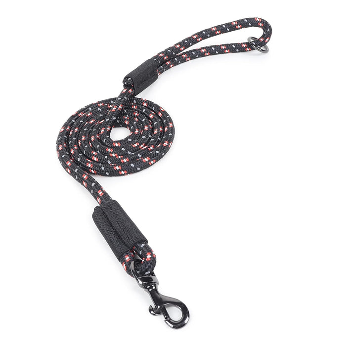 ZL Classic Padded Dog Collar & Refelective Leash Set - Black
