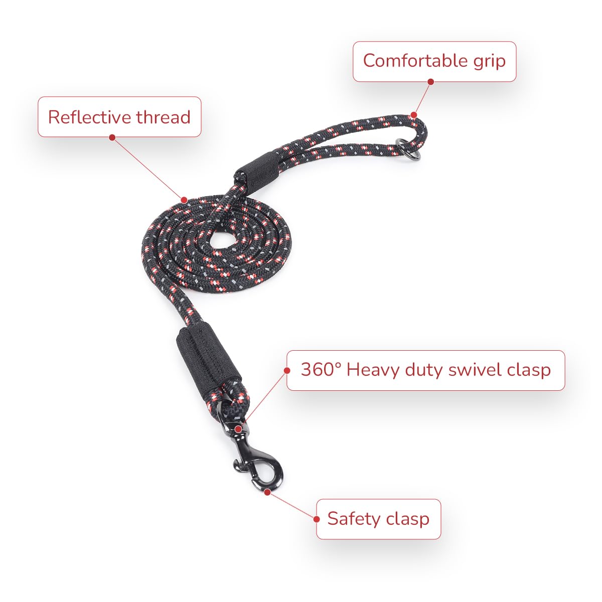ZL Classic Padded Dog Collar & Refelective Leash Set - Black