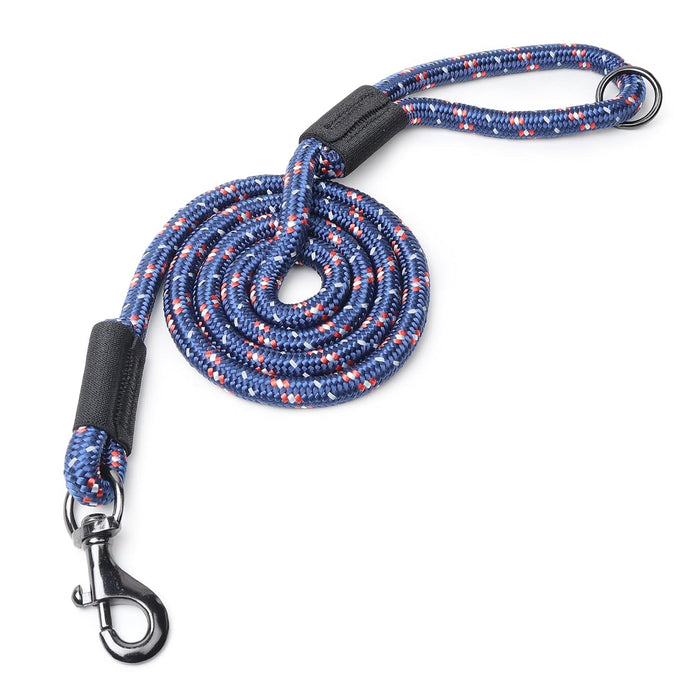 ZL Classic Padded Dog Collar & Refelective Leash Set - Red with Blue
