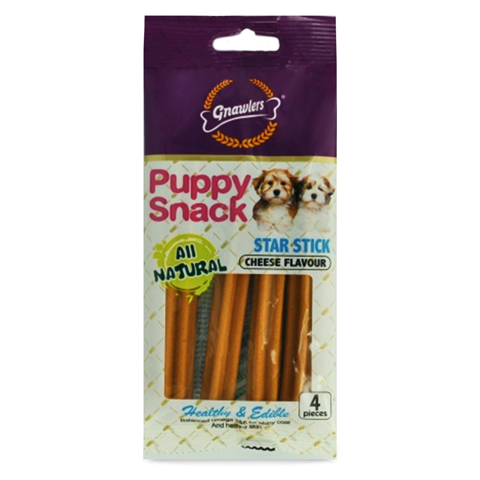 Gnawlers Puppy Snack Star Stick Lamb Flavor Puppy Treat - 80 gm - Pack of 5