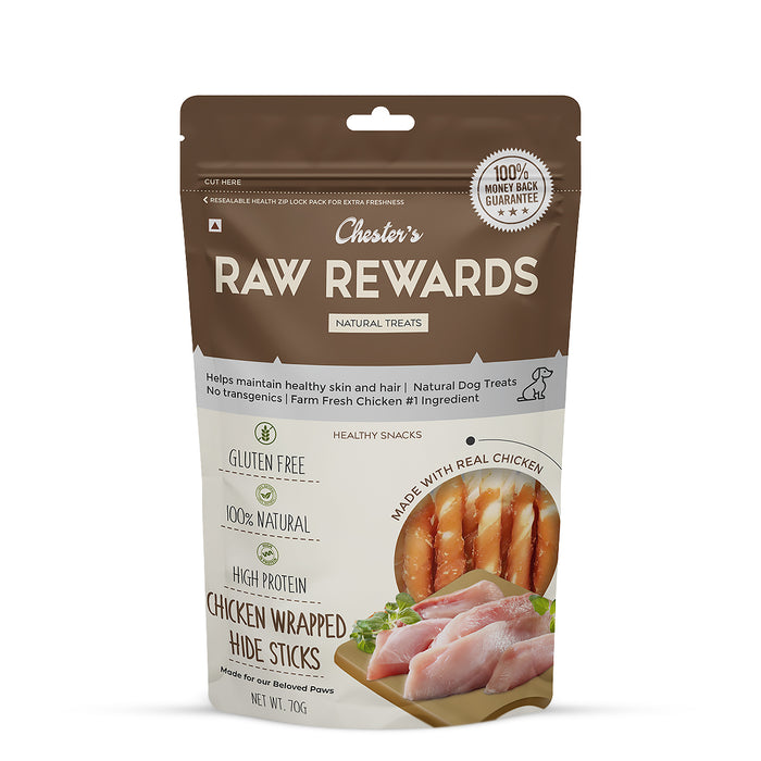 Chesters Raw Rewards Chicken Wrapped Hide Sticks- 70 gm
