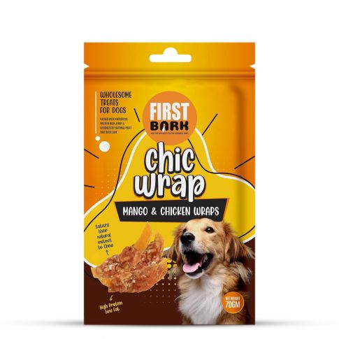 First Bark Chic Wrap Mango & Chicken Wraps Flavour - 70 gm - Pack of 5