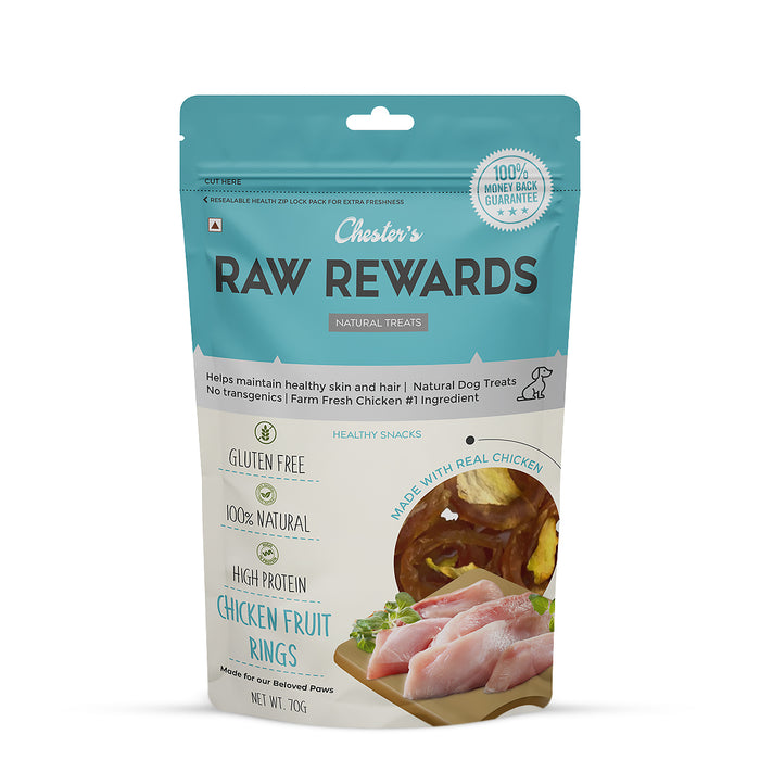 Chesters Raw Rewards Chicken Fruit Rings Dog Treat - 70 gm - Pack of 3