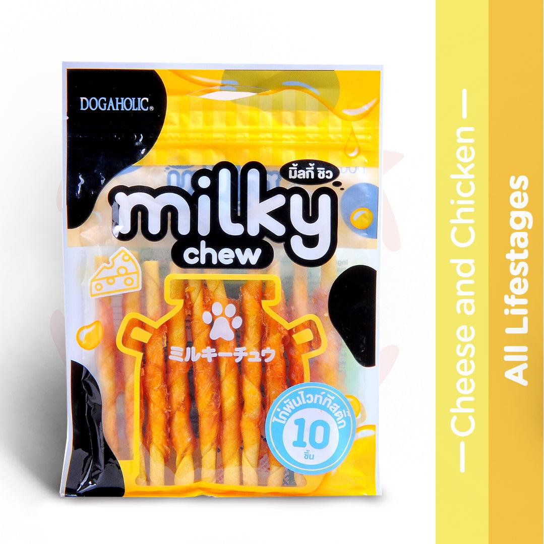 Dogaholic Dog Treats - Milky Chew Cheese & Chicken Stick Style - 10 Pcs - 130 g
