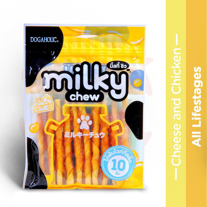 Dogaholic Dog Treats - Milky Chew Cheese & Chicken Stick Style - 10 Pcs - 130 g