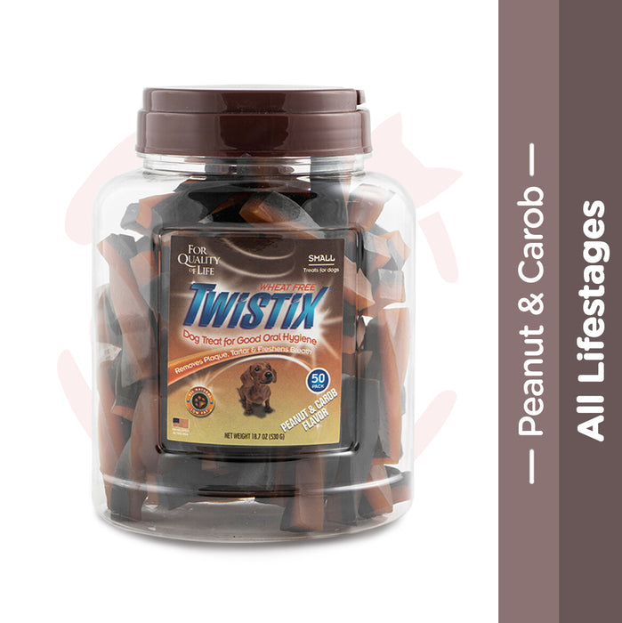 Twistix Canister Peanut & Carob Small - 50 Sticks