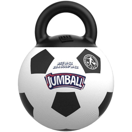 GiGwi  Dog Toys - Jumball Soccer Ball with Rubber Handle (Back and White)