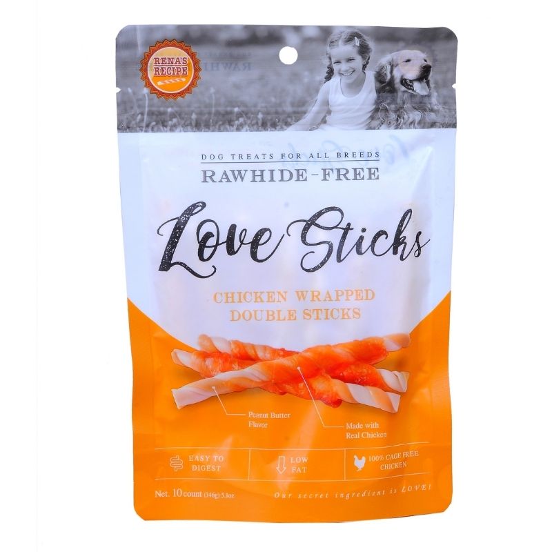 Rena Dog Treats - LOVE Chicken Wrapped Double Sticks - 10 pcs (146g)
