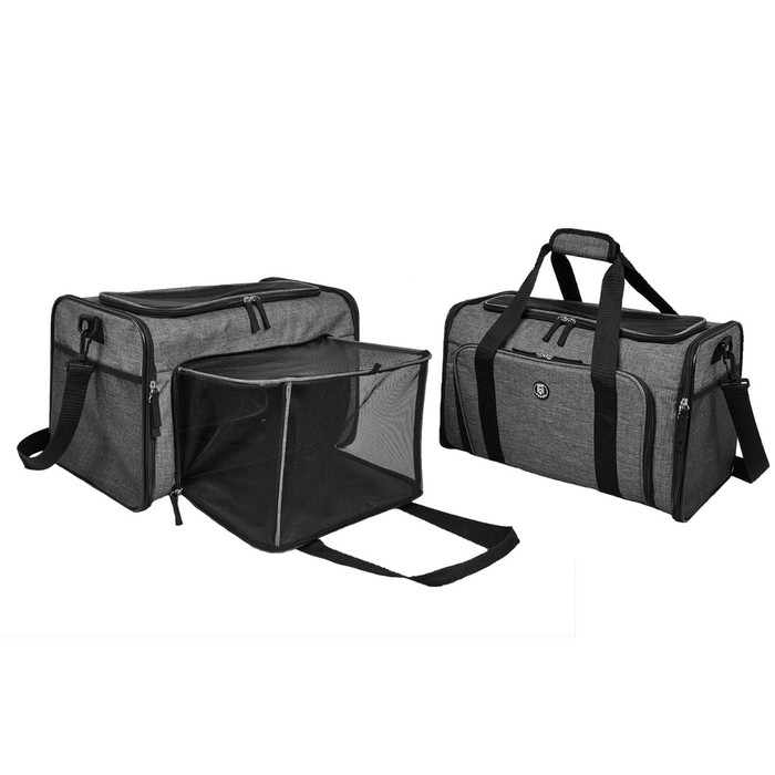 FOFOS Expandable & Foldable Pet Carrier For Cats & Dogs - Grey