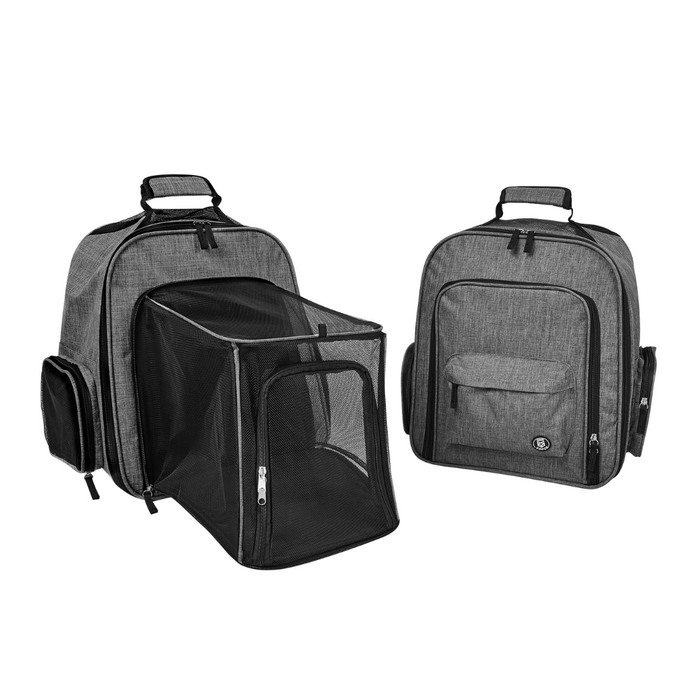 FOFOS Expandable & Foldable Backpack Pet Carrier For Cats & Dogs - Grey