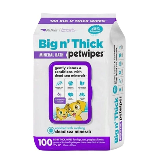 Petkin Big n' Thick Petwipes - Mineral Bath (100 Wipes)