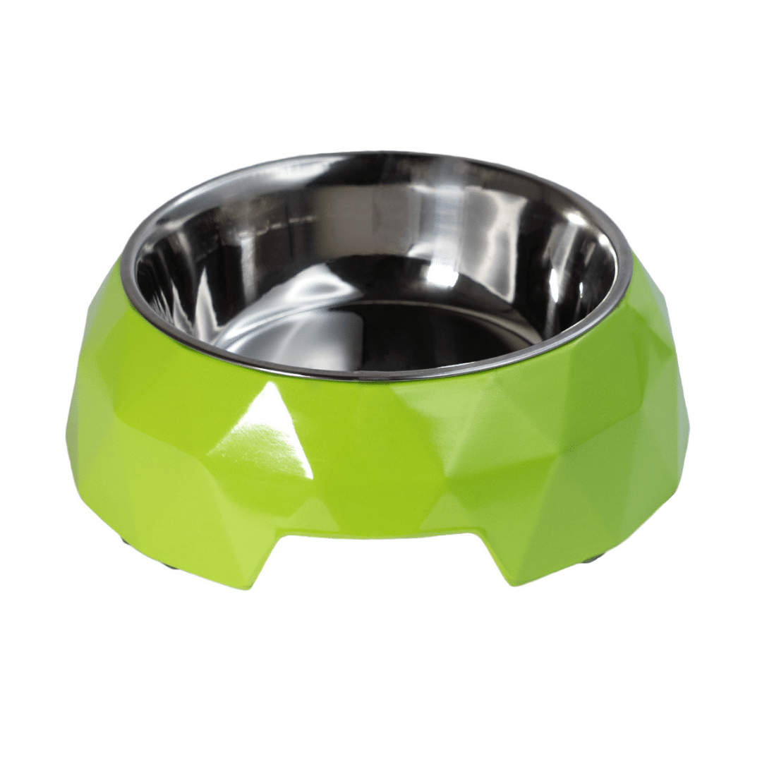 Petsy Diamond Pet Water & Food Bowl - Green
