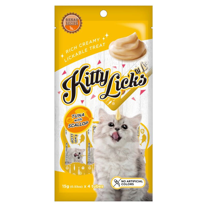 Rena Kitty Licks Cat Treats - Tuna with Scallop (15g x 4 tubes)