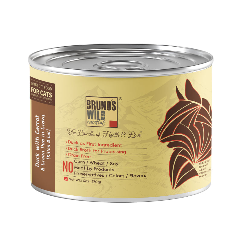 Bruno's Wild Essentials Wet Cat Food - Duck with Carrot & Green Pea in Gravy (170g)