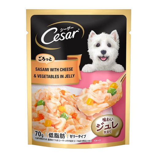 Cesar Adult Wet Dog Food - Sasami With Cheese & Vegetable In Jelly pouch 70g