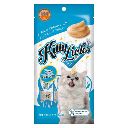 Rena Kitty Licks Cat Treats - Tuna with Seafood (15g x 4 tubes)
