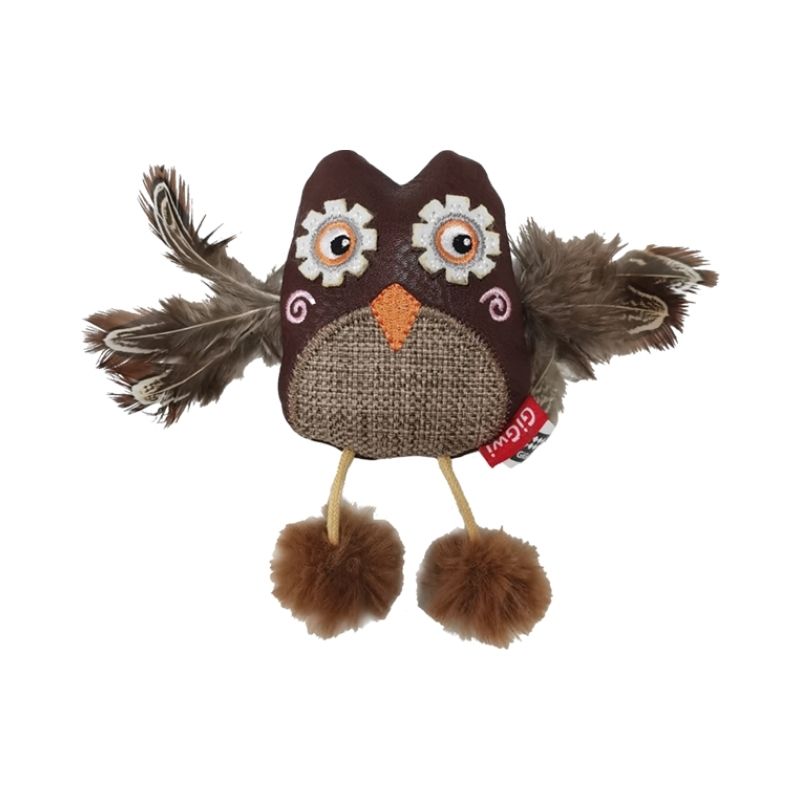 GiGwi Cat Toys - Catch & Scratch Eco Line with Silvervine and Leatherette - Owl