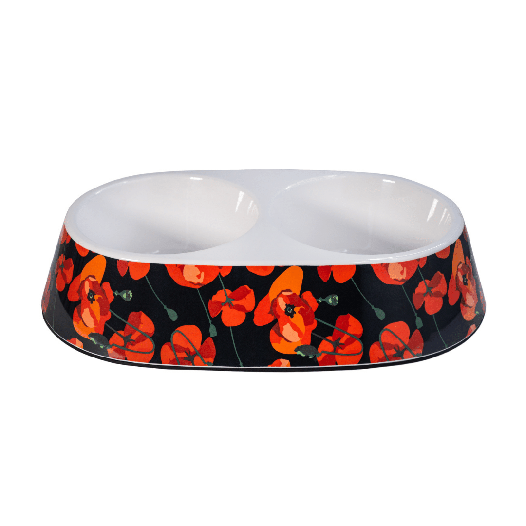 Petsy Double Pet Water & Food Bowl - Abstract