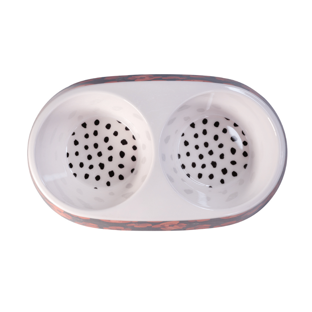 Petsy Double Pet Water & Food Bowl - Abstract