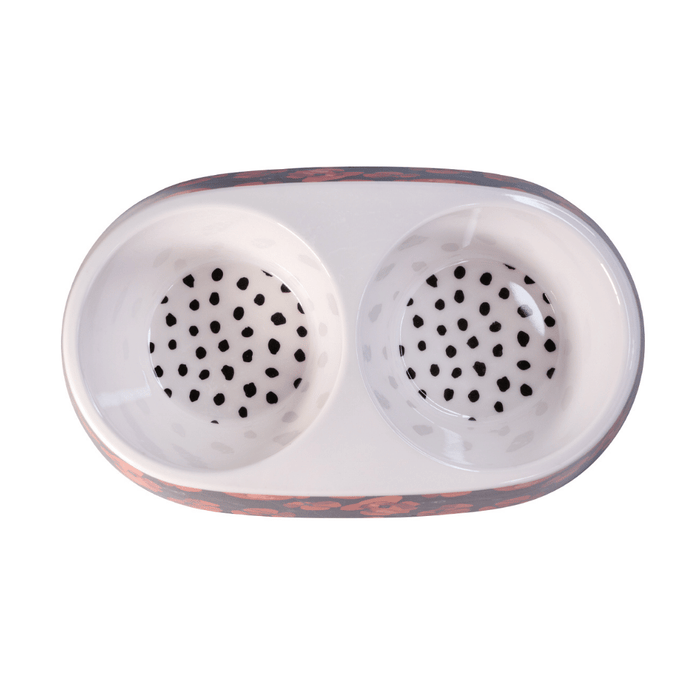 Petsy Double Pet Water & Food Bowl - Abstract