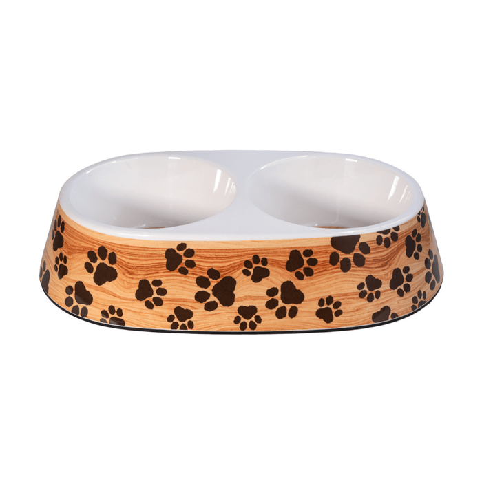 Petsy Double Pet Water & Food Bowl - Paws