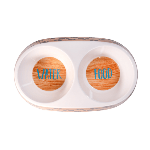 Petsy Double Pet Water & Food Bowl - Paws