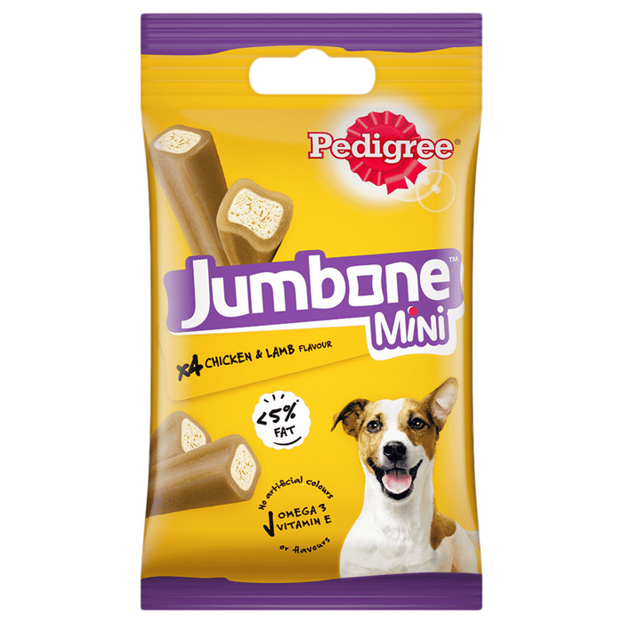 Pedigree Jumbone Mini Adult Dog Treat, Chicken & Lamb â€“ 160g Pack (4 Treats)