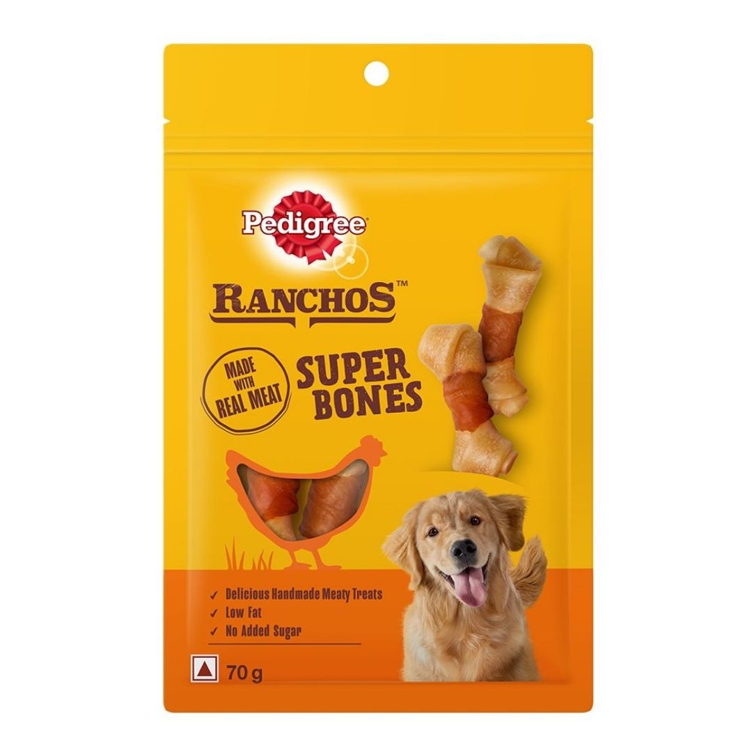 Pedigree RANCHOS Super Bones Chicken & Milk flavour (70g) - Pack of 5