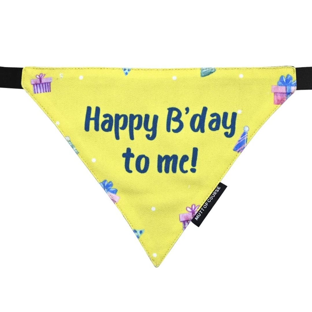 Mutt Of Course Dog Bandana - Happy Birthday (Yellow)