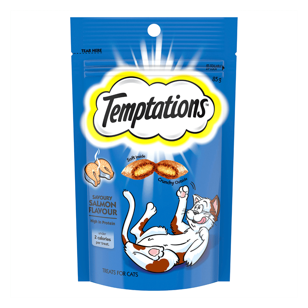 Temptations Cat Treats - Savory Salmon Flavor - 85g