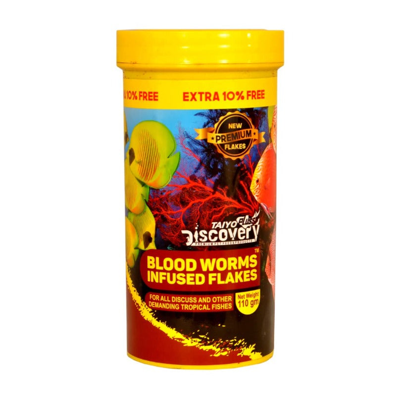Taiyo Pluss Discovery Fish Food - Blood Worms Infused Flakes