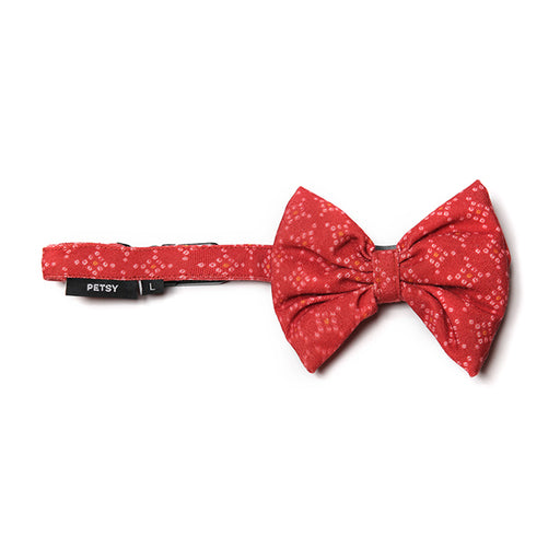 Petsy Bandhani Dog Bow With Strap - Red