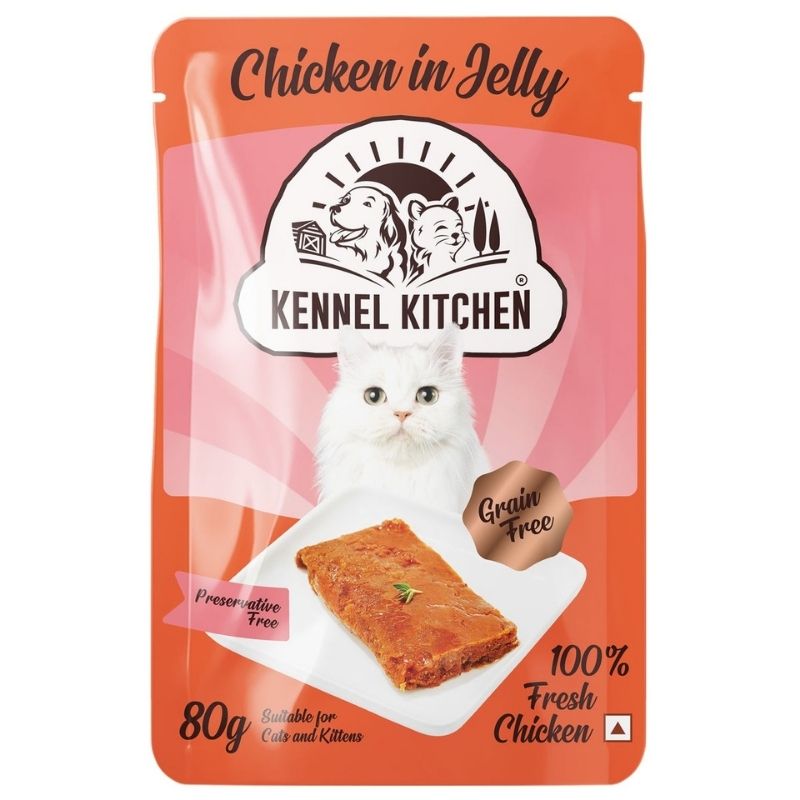 Kennel Kitchen Wet Cat Food - Chicken in Jelly (Pack of 12 x 80g Pouches)