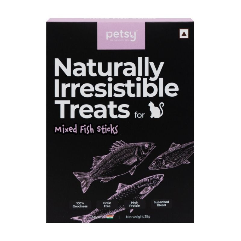 Petsy's Naturally Irresistable Cat Treats Mixed Fish Sticks (35g)