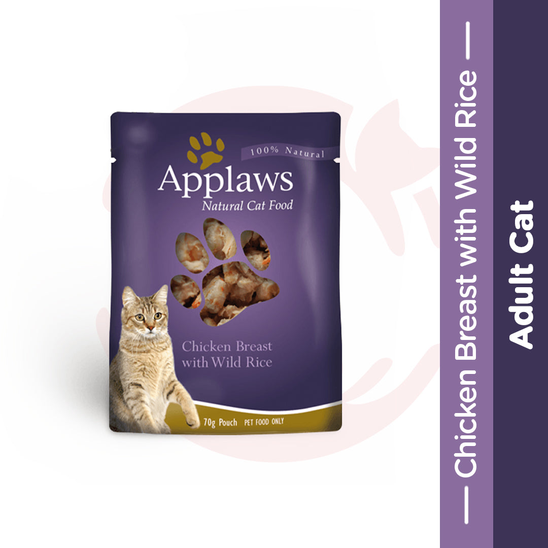 Applaws Adult Wet Cat Food - Chicken Breast & Wild Rice in Broth (70g x 12 Pouches)