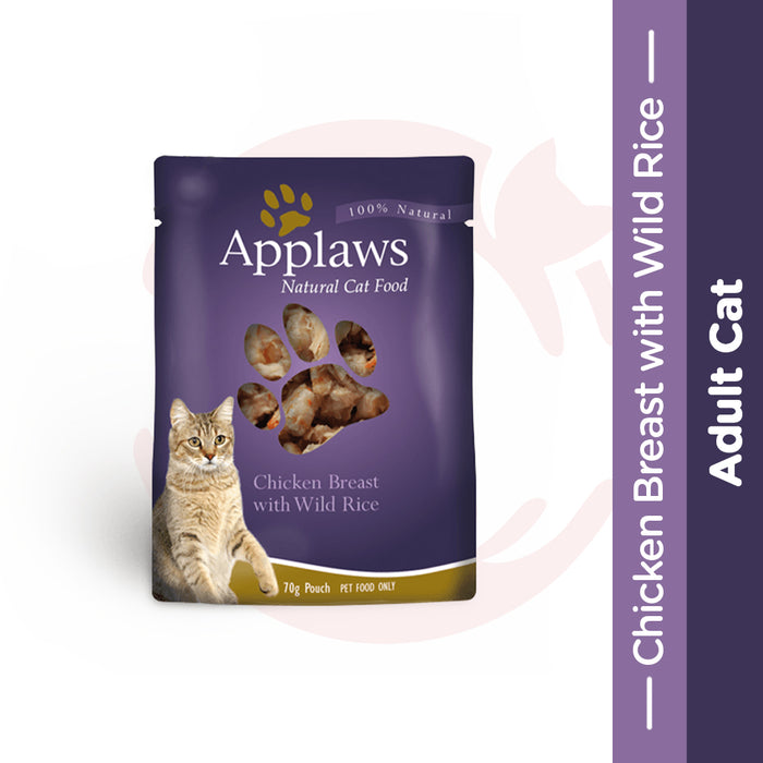 Applaws Adult Wet Cat Food - Chicken Breast & Wild Rice in Broth (70g x 12 Pouches)