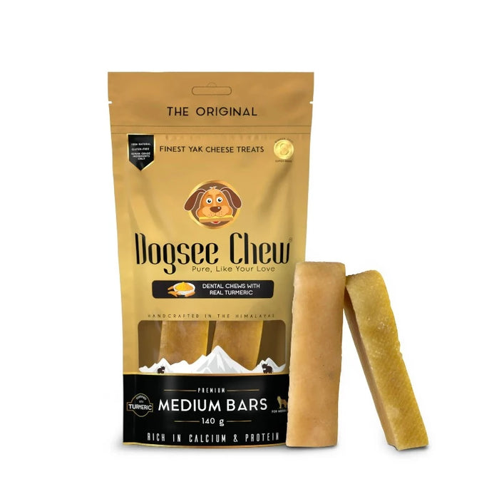 Dogsee Chew - Dental Chews for Medium Dogs - Turmeric Medium Bars
