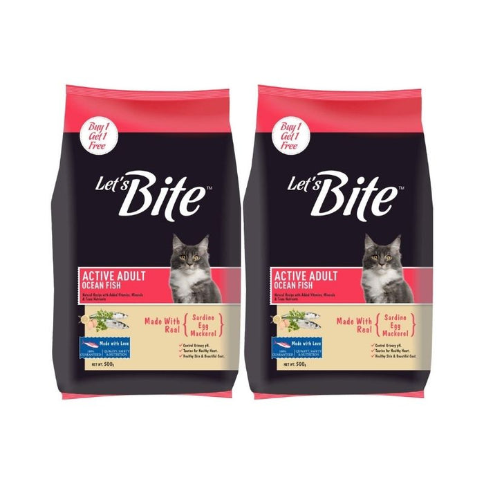 Let's Bite Dry Cat Food - Ocean Fish - Buy 1 Get 1 Free (500g x 2)
