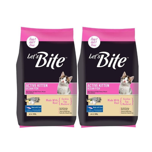 Let's Bite Dry Food for Kittens - Ocean Fish - Buy 1 Get 1 Free (400g x 2)