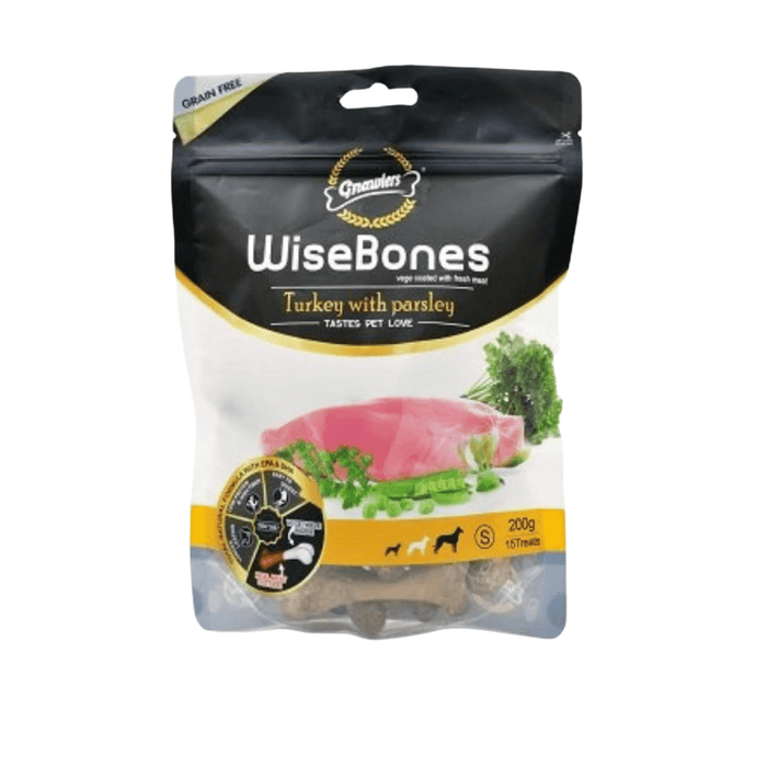 Gnawlers Dog Treats - Wisebone Grain Free - Turkey With Parsley- 200g