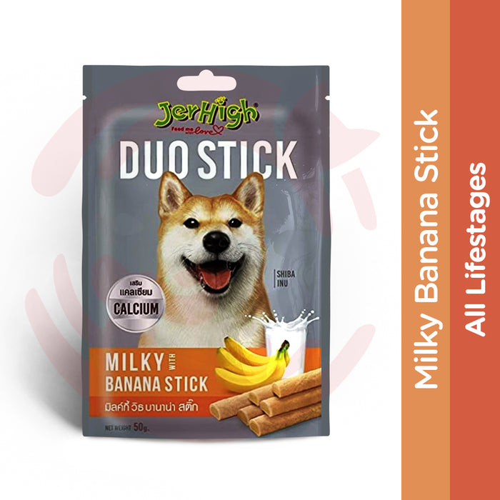 JerHigh Dog Treats - Duo Stick Milky Banana Stick (50g) - Pack of 5