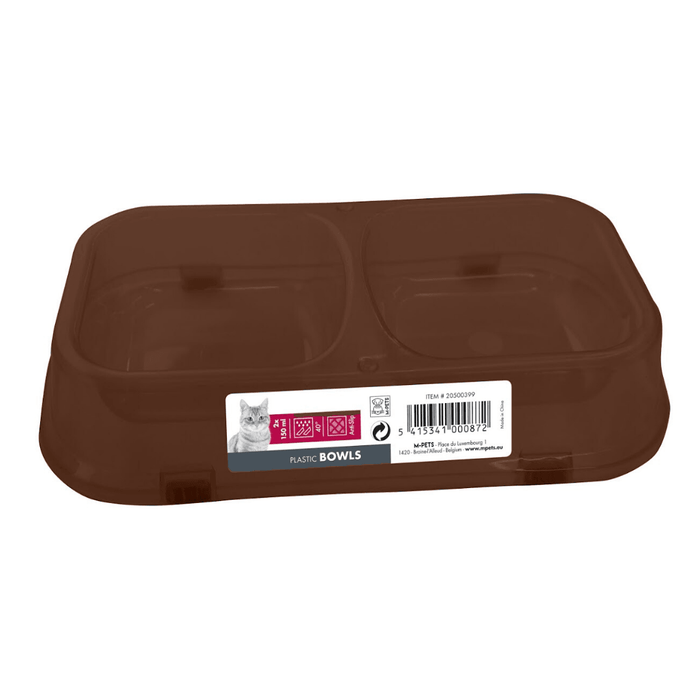 M-Pets Cat Bowl - Double (2x150ml) - Brown